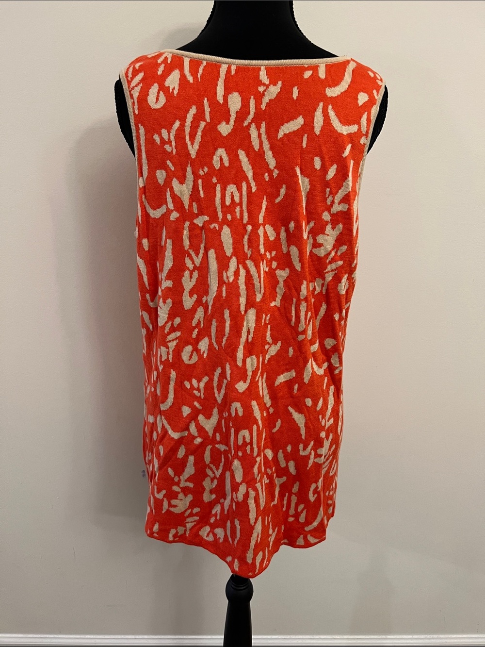 Neiman Marcus Orange and Cream Knit Sweater Cardigan and Knit Tank - Picture 7 of 7